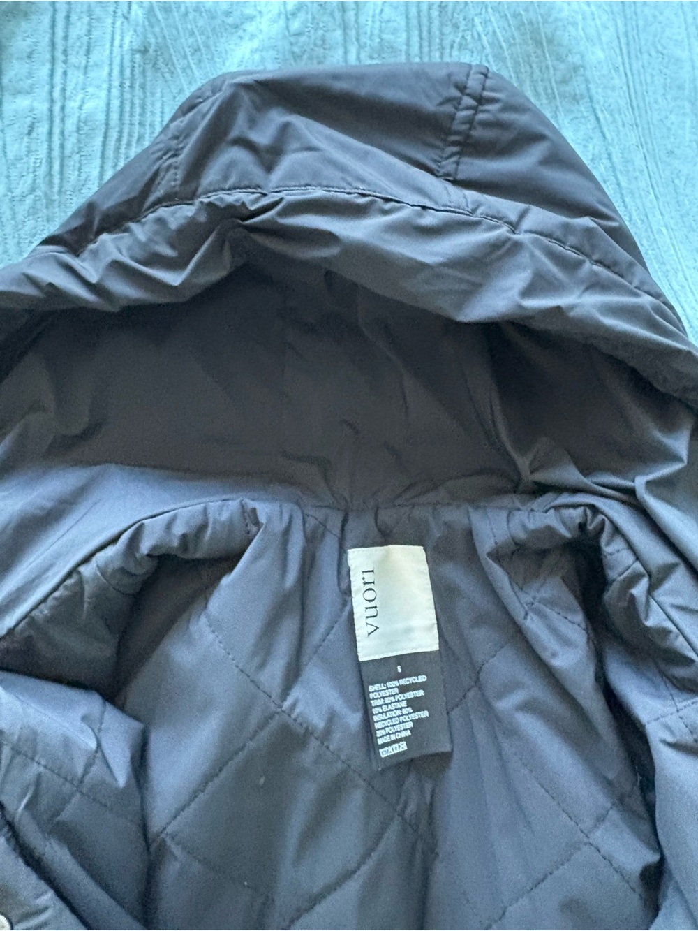 Vuori Black Hooded Teddy Jacket with Snap Buttons - Picture 2 of 3